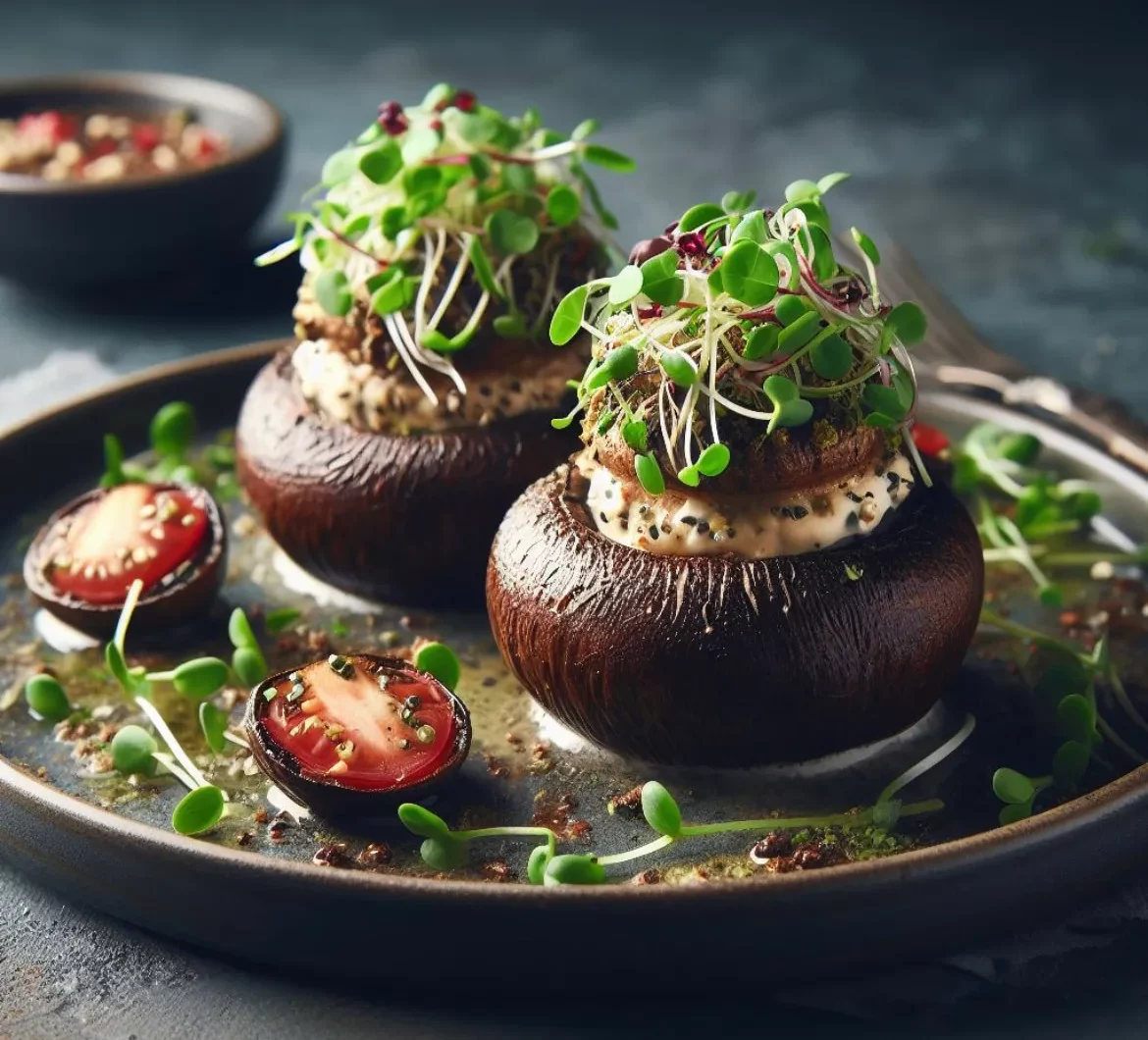 Stuffed Portabello Mushrooms with Microgreens