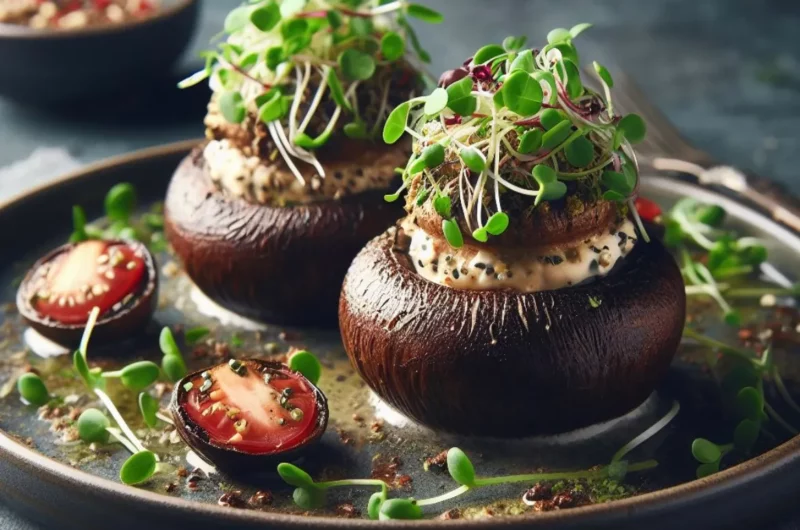 Stuffed Portabello Mushrooms with Microgreens